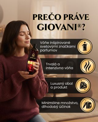 ✨ Prečo práve Giovani®? Ponúkame širokú škálu vôní, ktoré dodajú vášmu oblečeniu jedinečný charakter. Stačí pár kvapiek a...